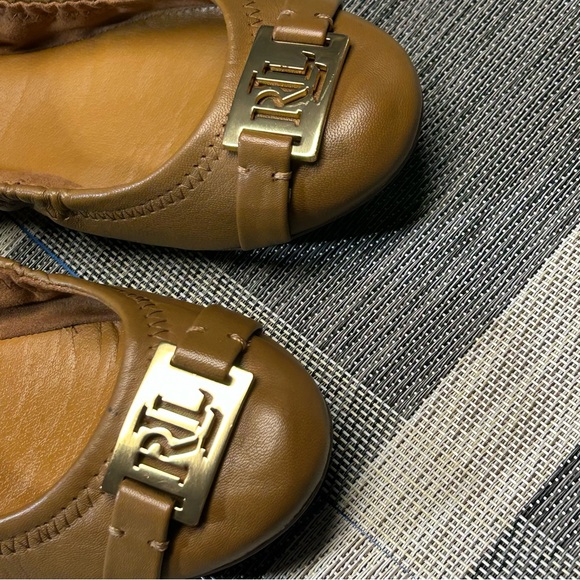 Lauren Ralph Lauren Women’s Betty Flats Round Toe Leather Size 6B 11424 G14 BRN - Picture 3 of 16